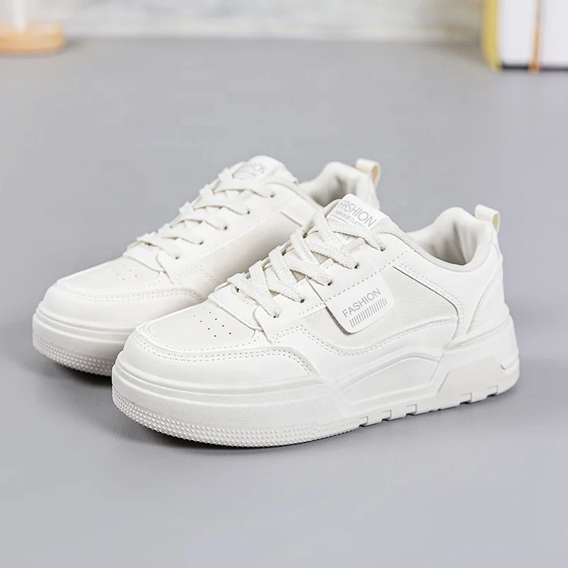Chaussures de sport femme plates en cuir PU – Légères, respirantes & antidérapantes
