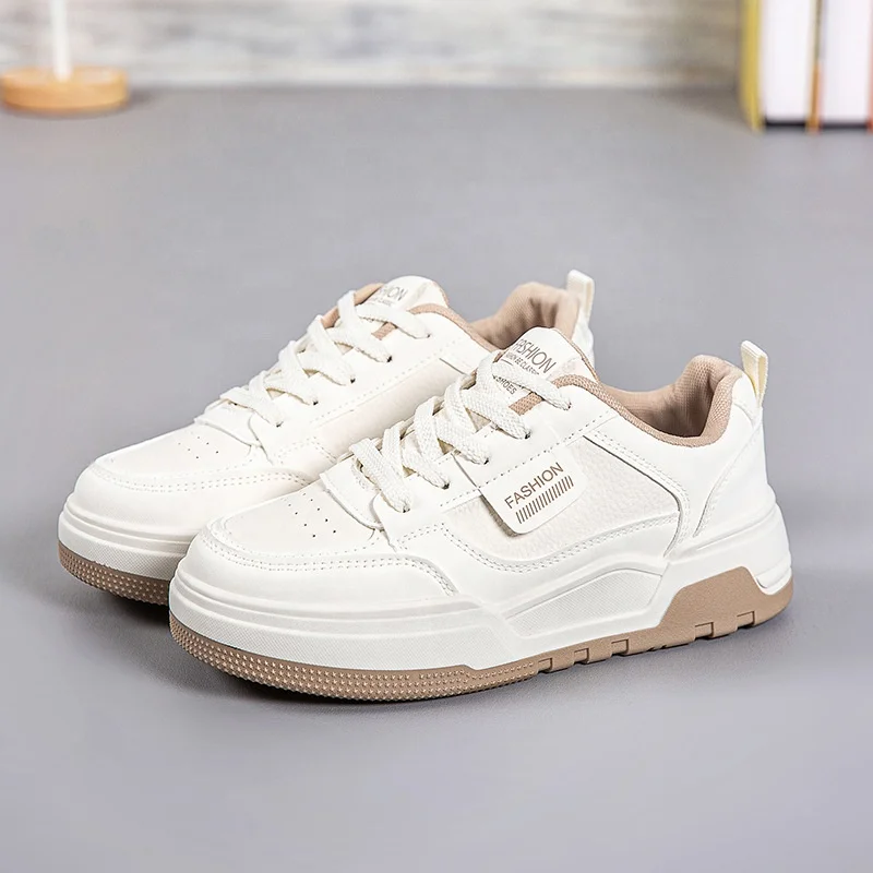 Chaussures de sport femme plates en cuir PU – Légères, respirantes & antidérapantes