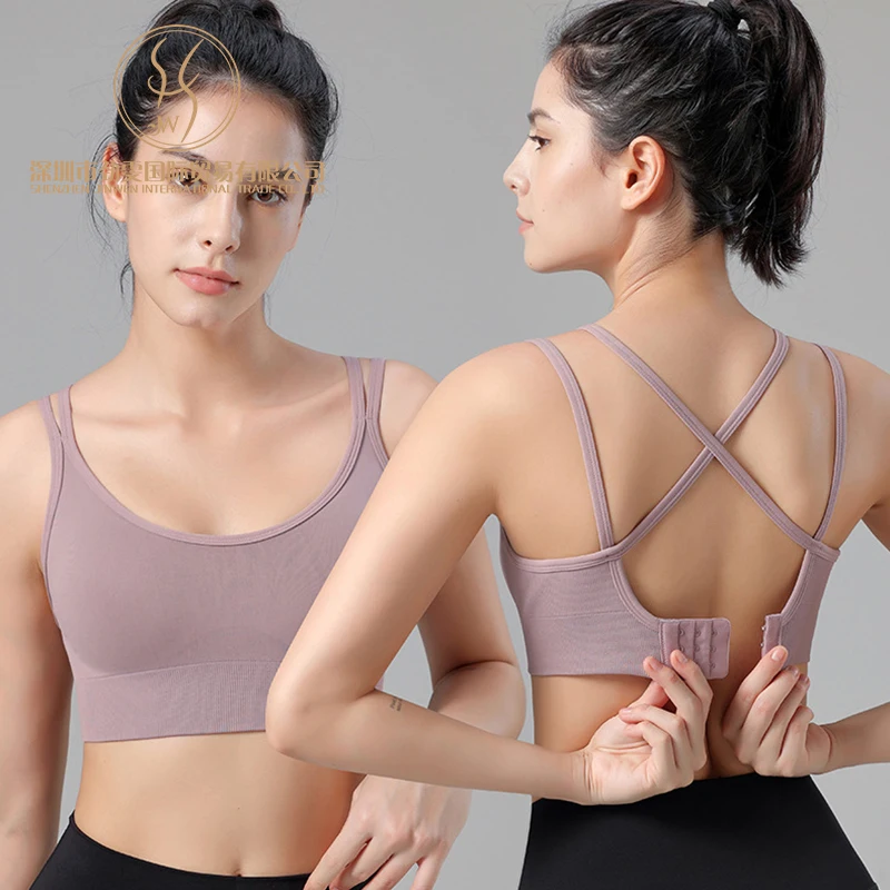 Soutien-gorge de sport sans couture extensible – Bretelles réglables, respirant, yoga/jogging/gym