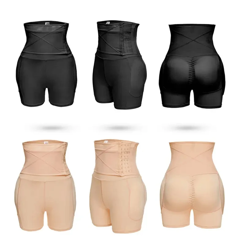 Culotte gainante sexy taille haute avec crochets, rembourrée pour rehausser les fesses et sculpter le corps, effet ventre plat amincissant