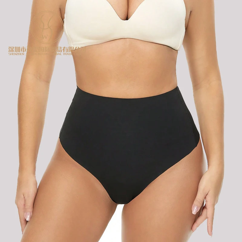 Vente en gros de string de compression plus mince sans couture contrôle du ventre mais string de maintien antidérapant taille haute