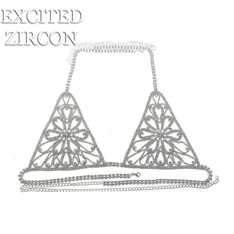 Bikini Sexy Femme avec Chaîne de Corps Dorée & Strass – Lingerie de Plage Luxe