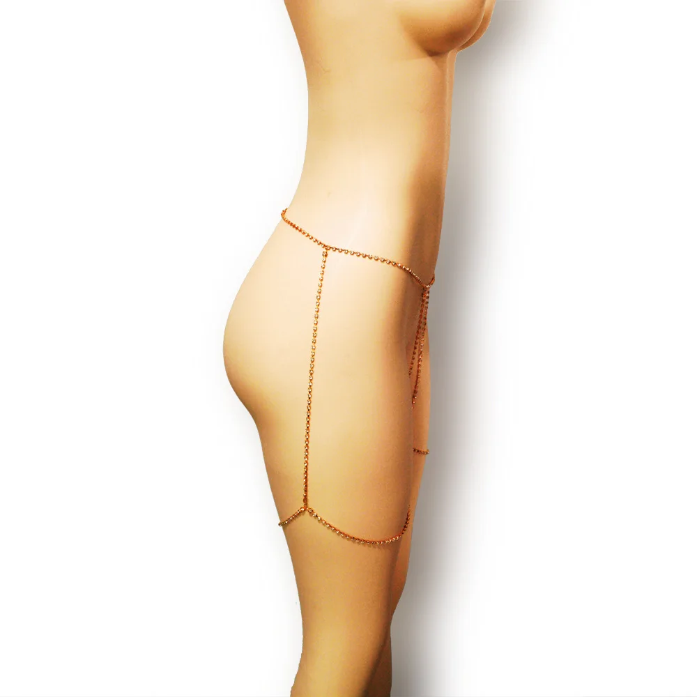 Chaîne de corps & jambe en alliage avec diamants – Bijou de taille et cuisse réglable pour femme