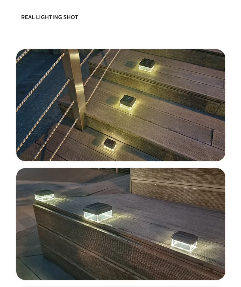 Lampe solaire LED pour clôture et pilier de portail – Étanche IP44, lumière blanc chaud