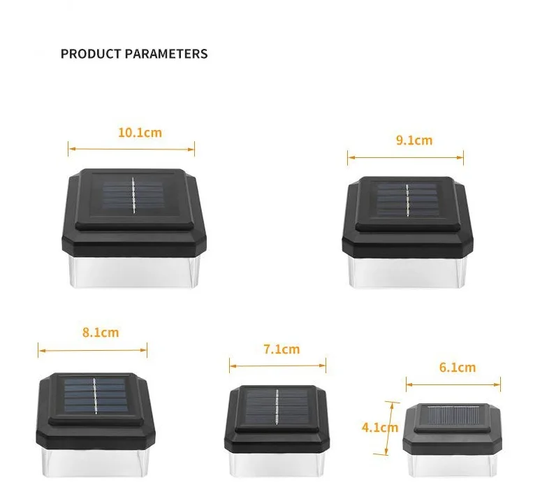 Lampe solaire LED pour clôture et pilier de portail – Étanche IP44, lumière blanc chaud