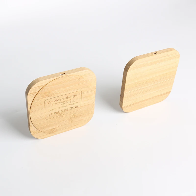 Chargeur Sans Fil Rapide sur Base en Bois avec Lampe LED – Compatible Qi