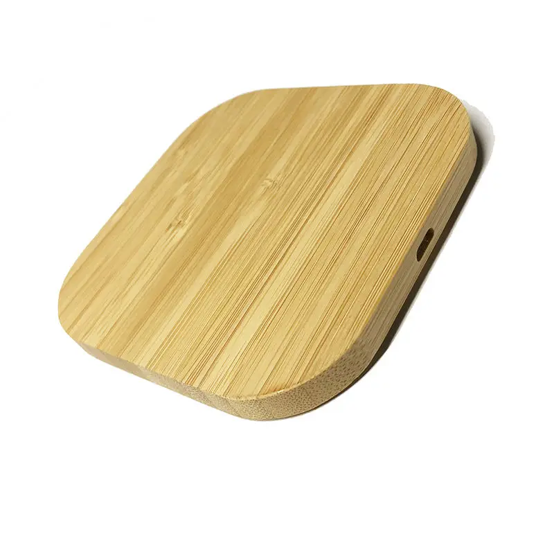 Chargeur Sans Fil Rapide Base en Bois avec LED – Station de Recharge Qi Portable