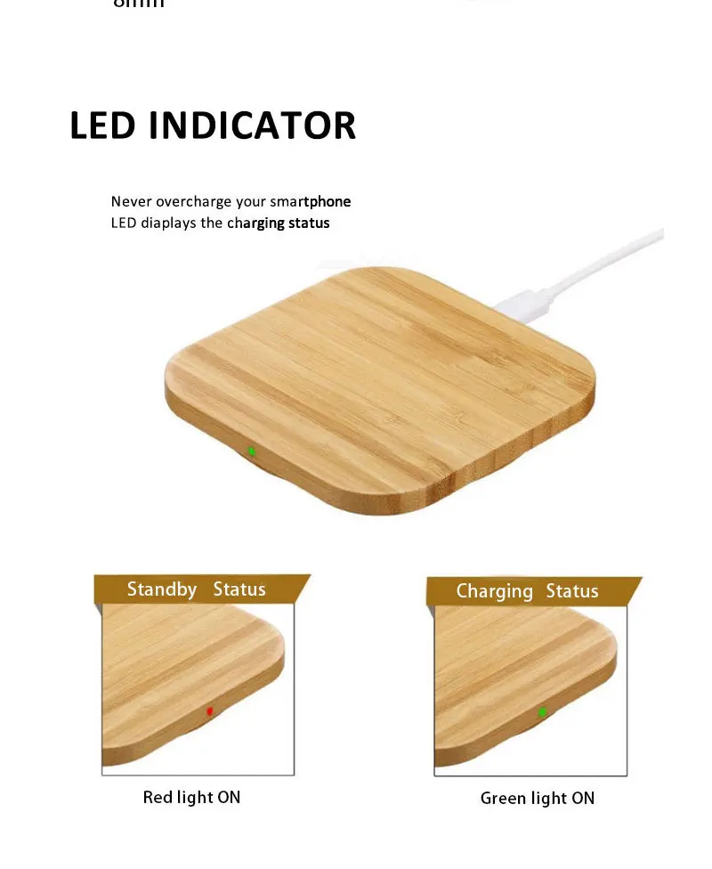 Chargeur Sans Fil Rapide 15W avec Lampe LED – Design Moderne, Certifié CE/RoHS