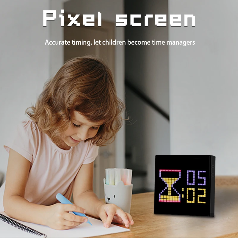 Horloge LED Pixel Minimaliste RGB – Veilleuse Design avec Contrôle Tactile & Application Bluetooth