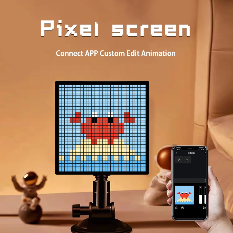 Horloge LED Pixel Minimaliste RGB – Veilleuse Design avec Contrôle Tactile & Application Bluetooth