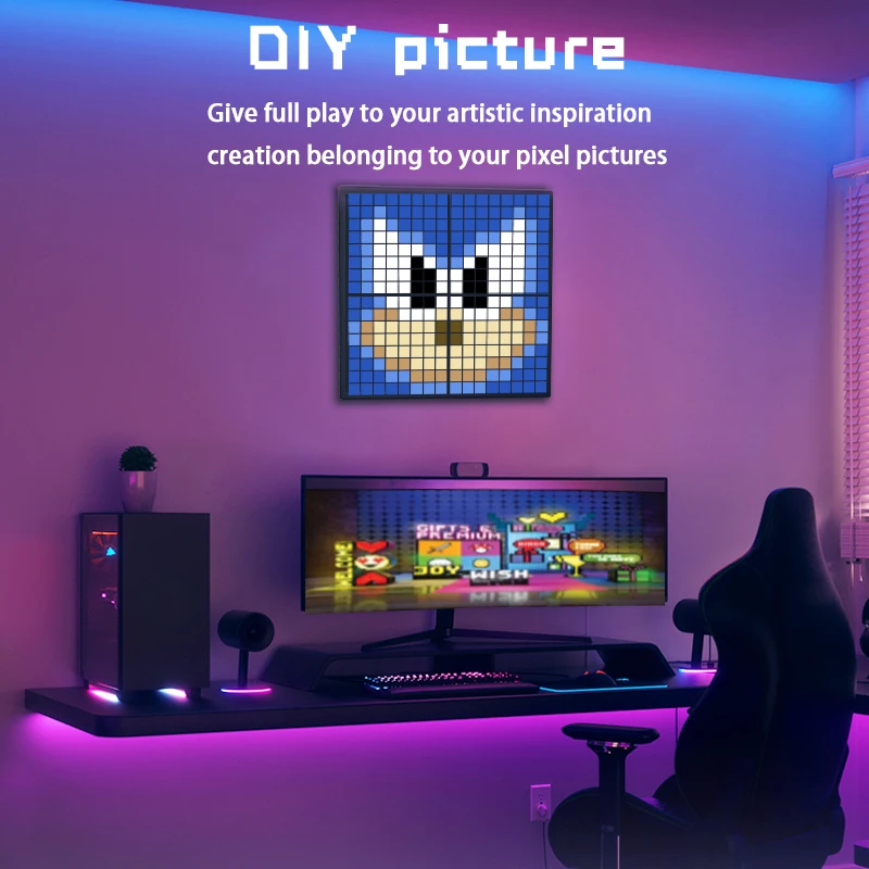 Panneau LED Pixel RGB 16x16 DIY – Écran d'affichage animé contrôle Bluetooth