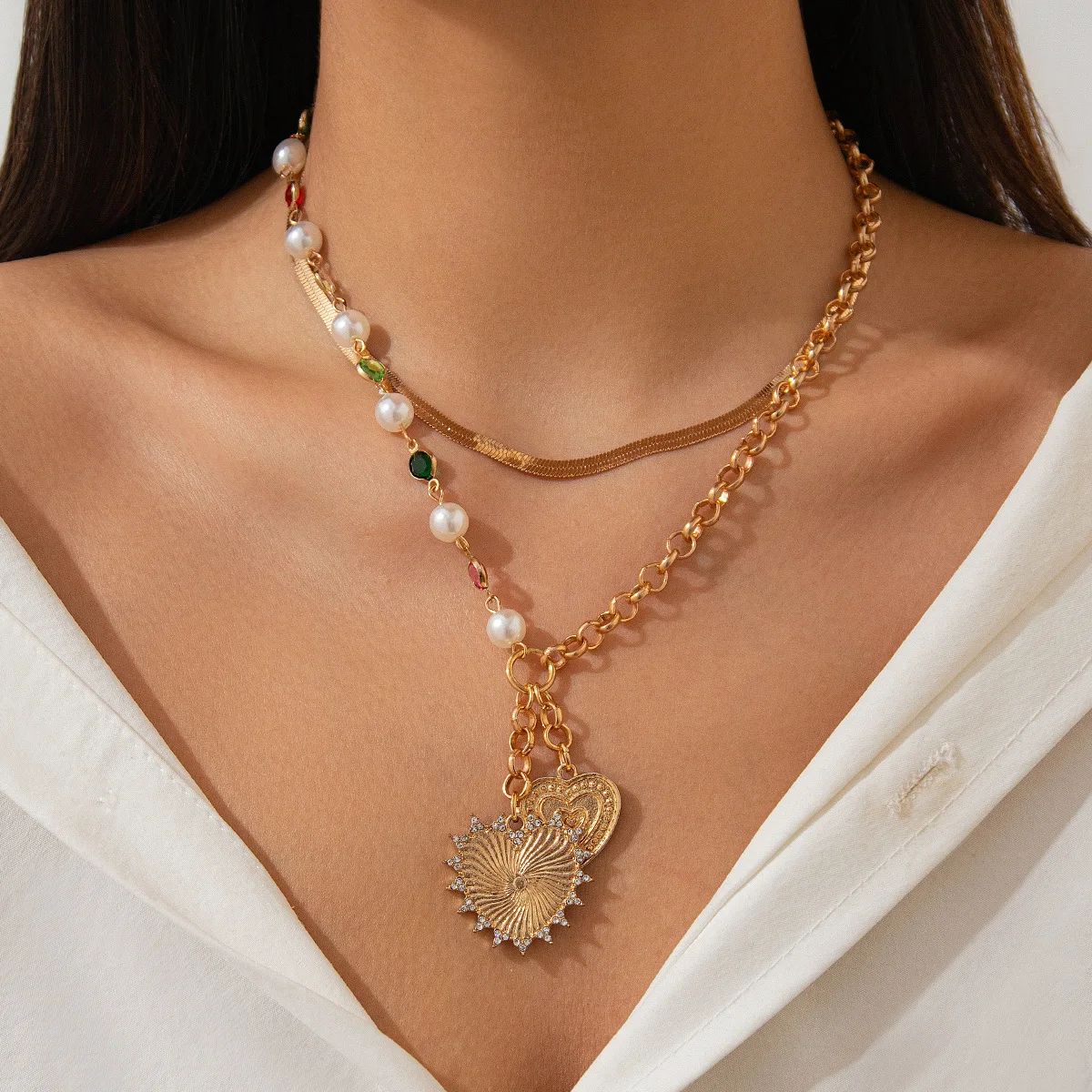 Collier Pendentif Soleil Géométrique avec Pompon – Chaîne Clavicule Femme Style Vintage