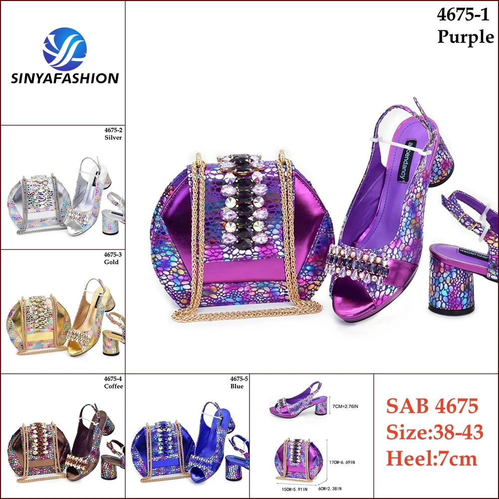 Ensemble chaussures & sac femme Sinya – Style italien élégant, talon 7cm, parfait pour mariages africains