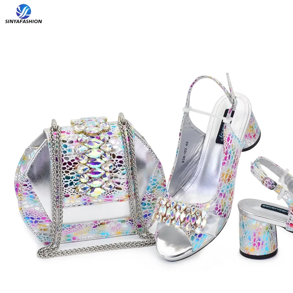 Ensemble chaussures & sac femme Sinya – Style italien élégant, talon 7cm, parfait pour mariages africains