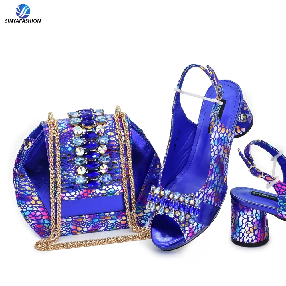 Ensemble chaussures & sac femme Sinya – Style italien élégant, talon 7cm, parfait pour mariages africains