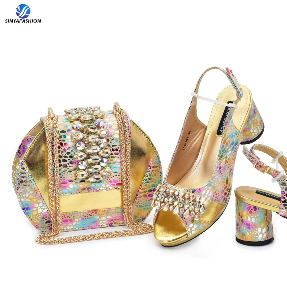 Ensemble chaussures & sac femme Sinya – Style italien élégant, talon 7cm, parfait pour mariages africains
