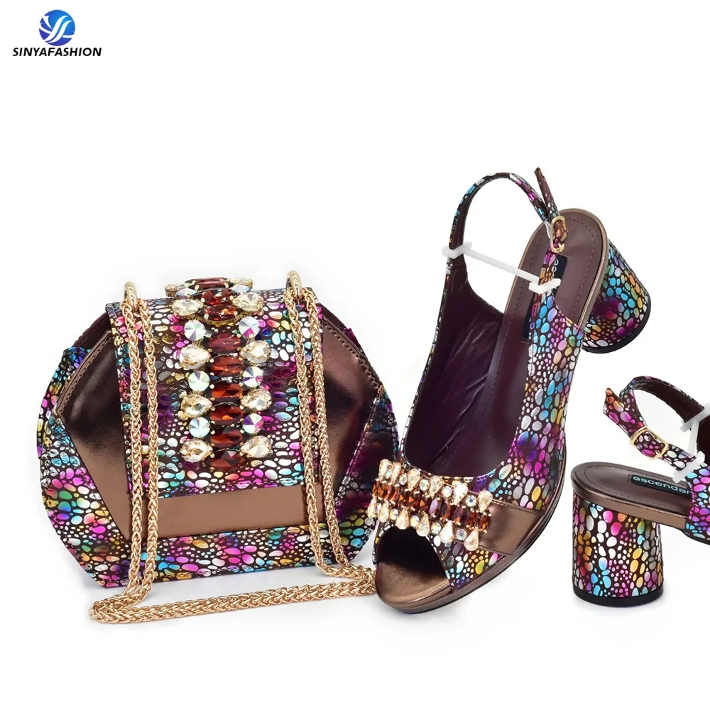 Ensemble chaussures & sac femme Sinya – Style italien élégant, talon 7cm, parfait pour mariages africains