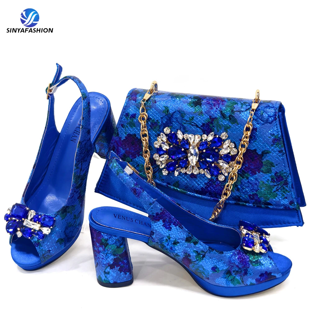 Ensemble chaussures & sac assortis pour mariage africain – Talon cale 7,5 cm | Sinyafashion