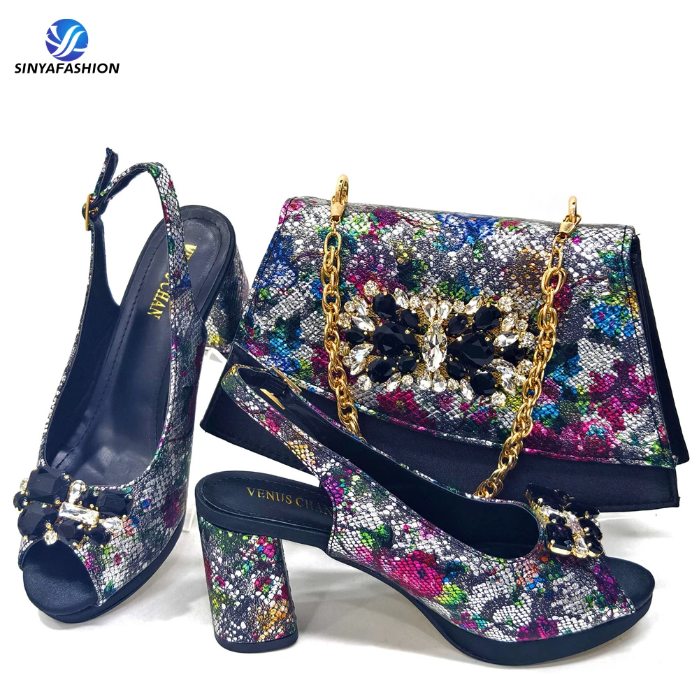 Ensemble chaussures & sac assortis pour mariage africain – Talon cale 7,5 cm | Sinyafashion