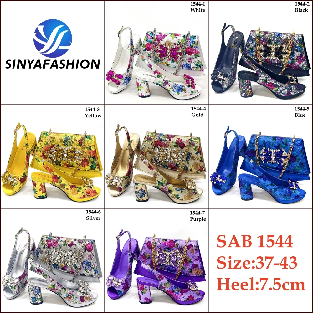 Ensemble chaussures & sac assortis pour mariage africain – Talon cale 7,5 cm | Sinyafashion
