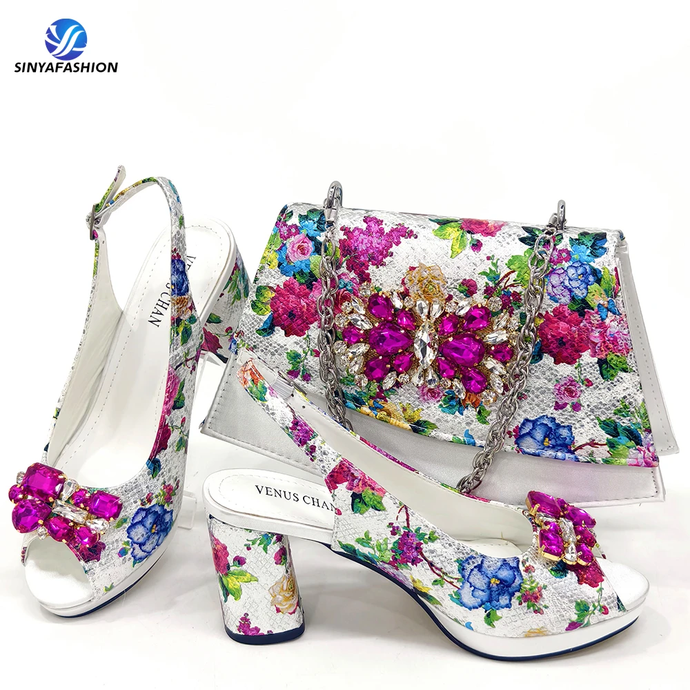 Ensemble chaussures & sac assortis pour mariage africain – Talon cale 7,5 cm | Sinyafashion
