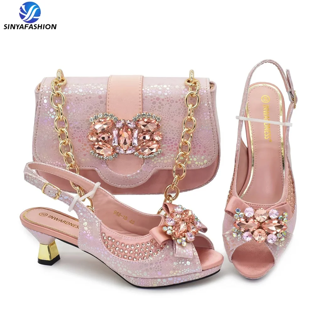 Ensemble chaussures & pochette italiens Sinya – Talons hauts élégants pour soirées