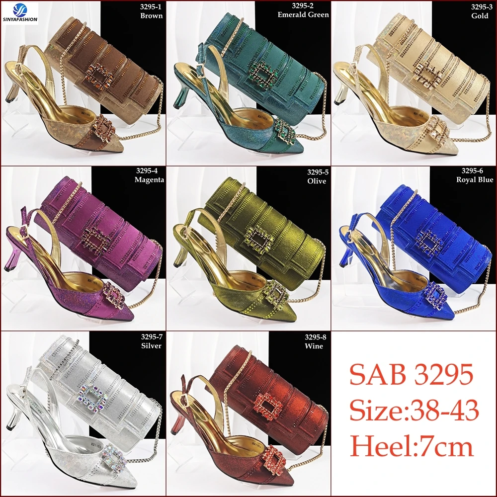 Ensemble Chaussures & Sac Luxe Sinya Or | Talons Aiguilles Bout Pointu Strass Femme