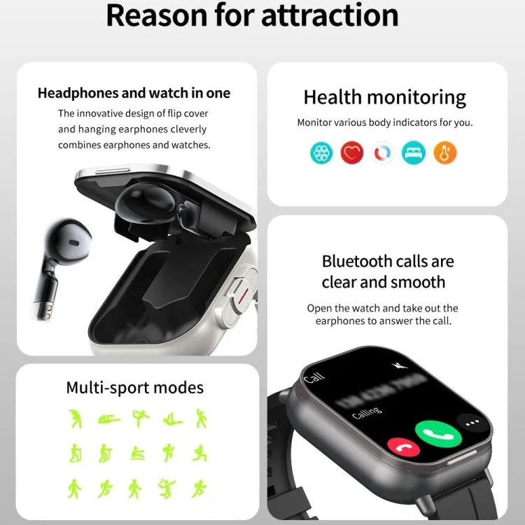 Montre Connectée 2 en 1 Geyan + Écouteurs Bluetooth NFC – Écran 2.01" IP67