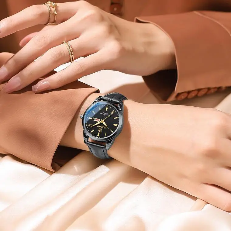 Montre femme Binbond B2238 – Élégante, étanche, bracelet cuir