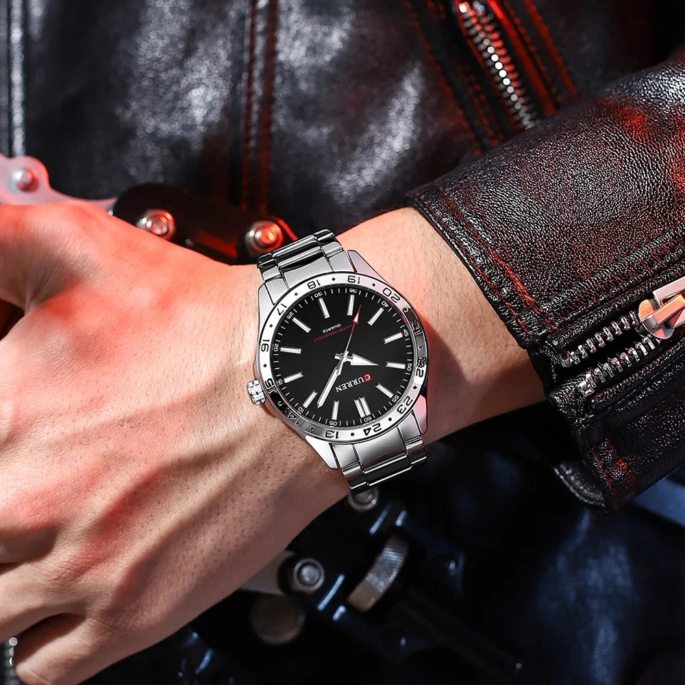 Montre Curren 8452 Homme – Luxe Quartz Lumineux, Étanche, Acier Inoxydable