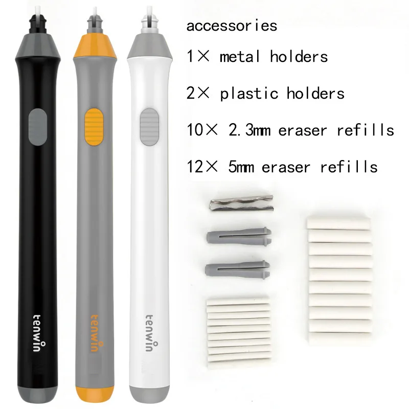 Gomme Électrique Tenwin 22 Recharges | 2,3mm & 5mm | Stylo Effaceur pour Artistes & Scolaire