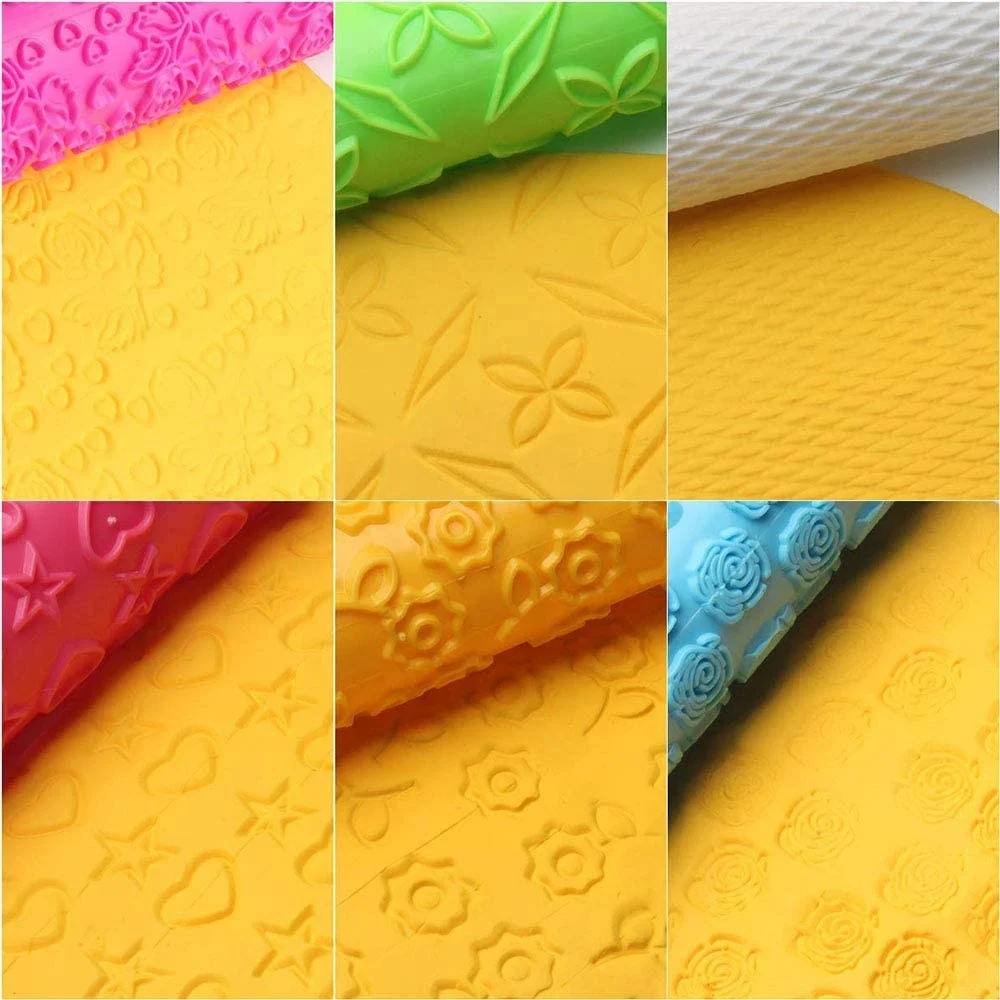 Lot de 8 Rouleaux à Pâtisserie en Relief – Décoration Fondant, Gâteaux & Biscuits