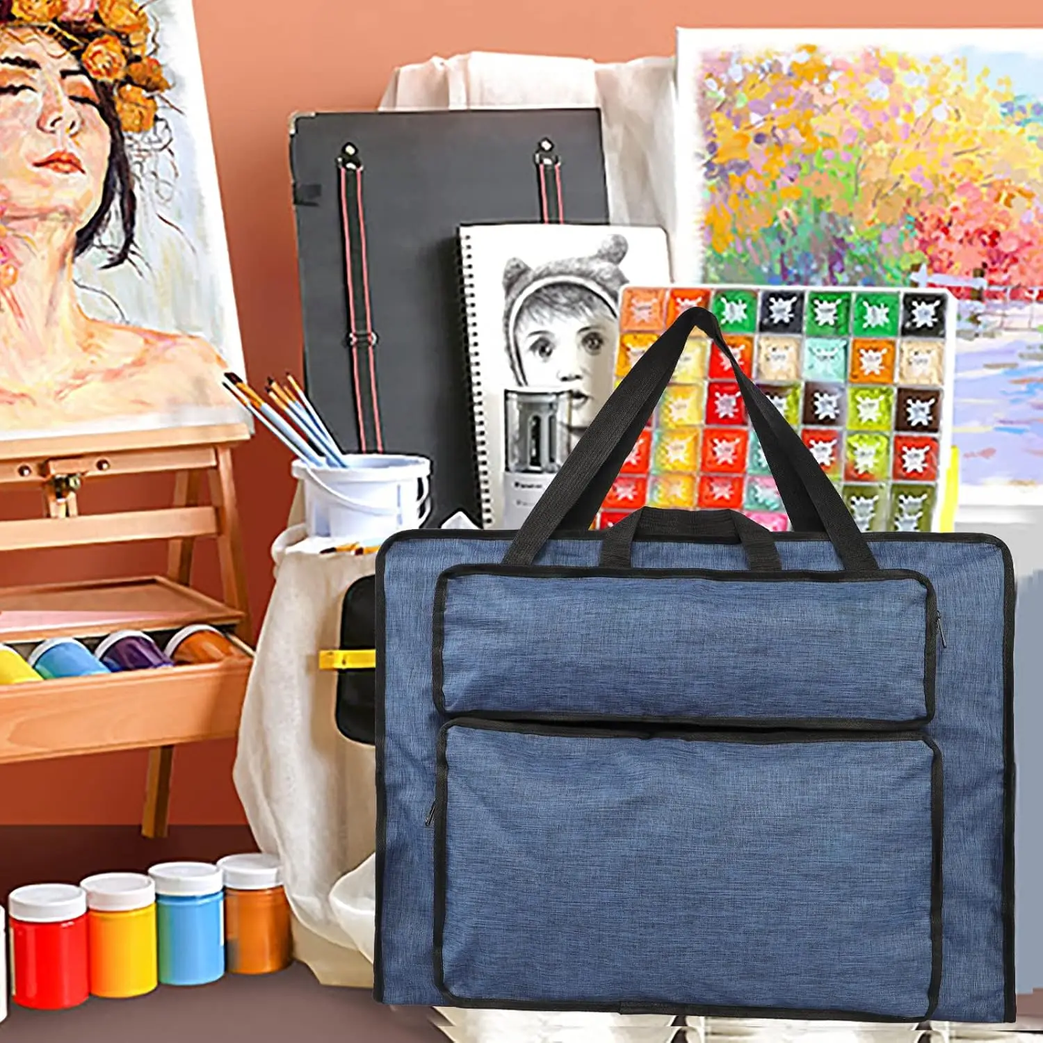 Sac à dos artiste XinyiArt – Nylon imperméable 66x50cm | Gris, Rouge, Noir