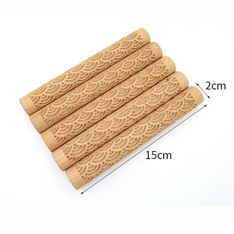 Rouleau Texturé en Bois de Hêtre pour Argile & Poterie – Motif Grain de Bois 15x2cm