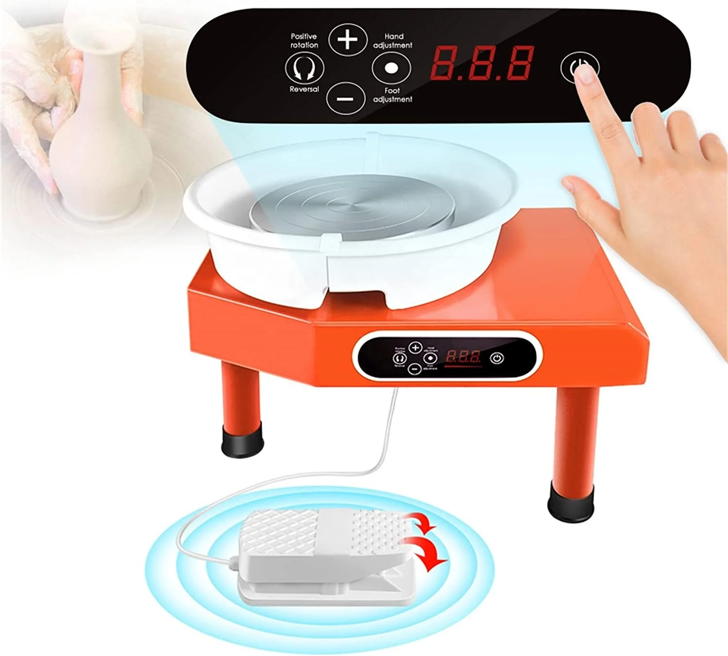 Tour de Poterie Électrique 25cm | Écran LCD Tactile | Moteur 250-350W | 0-300 tr/min