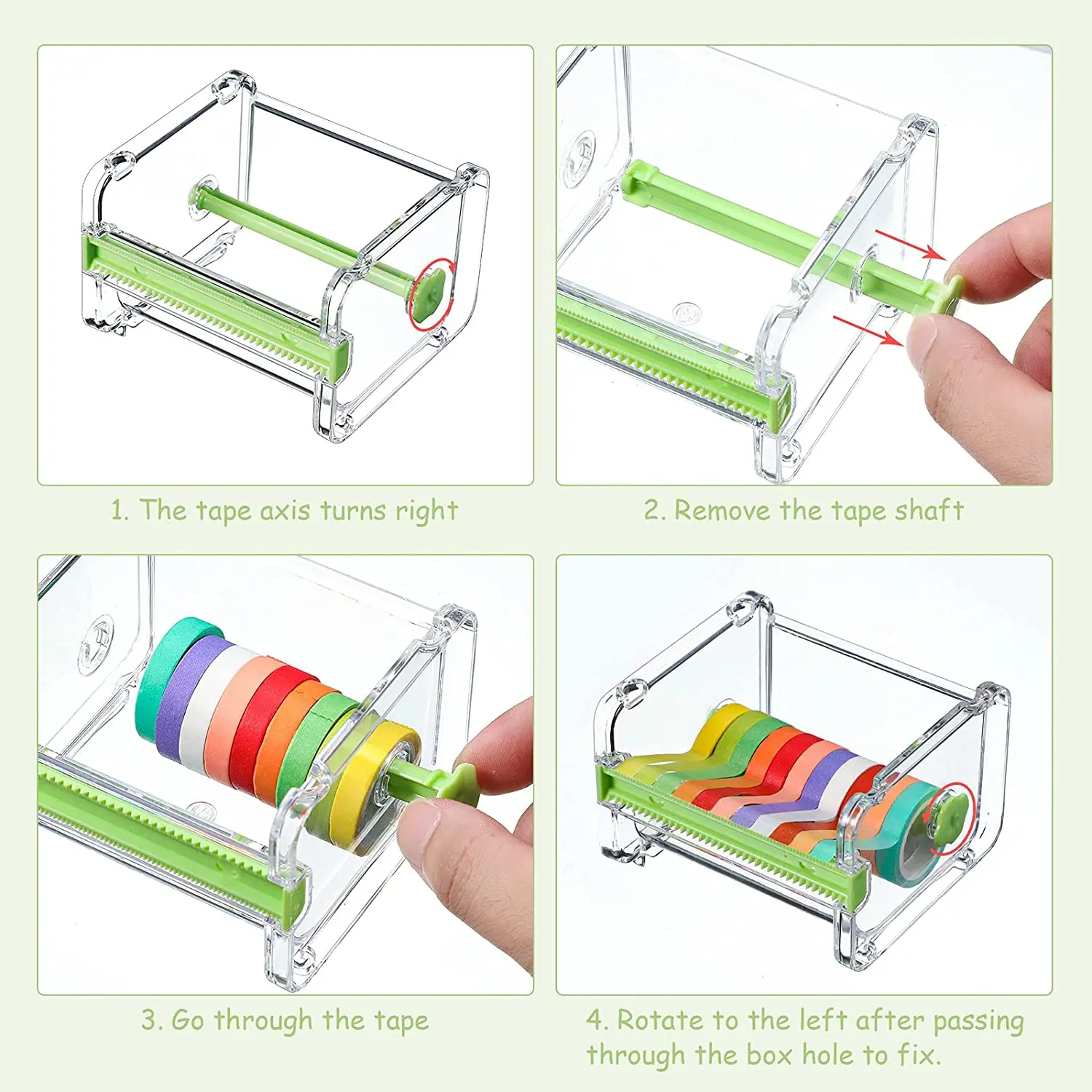 Distributeur de Ruban Washi Transparent avec Coupe-Ruban – PP+ABS Qualité Premium