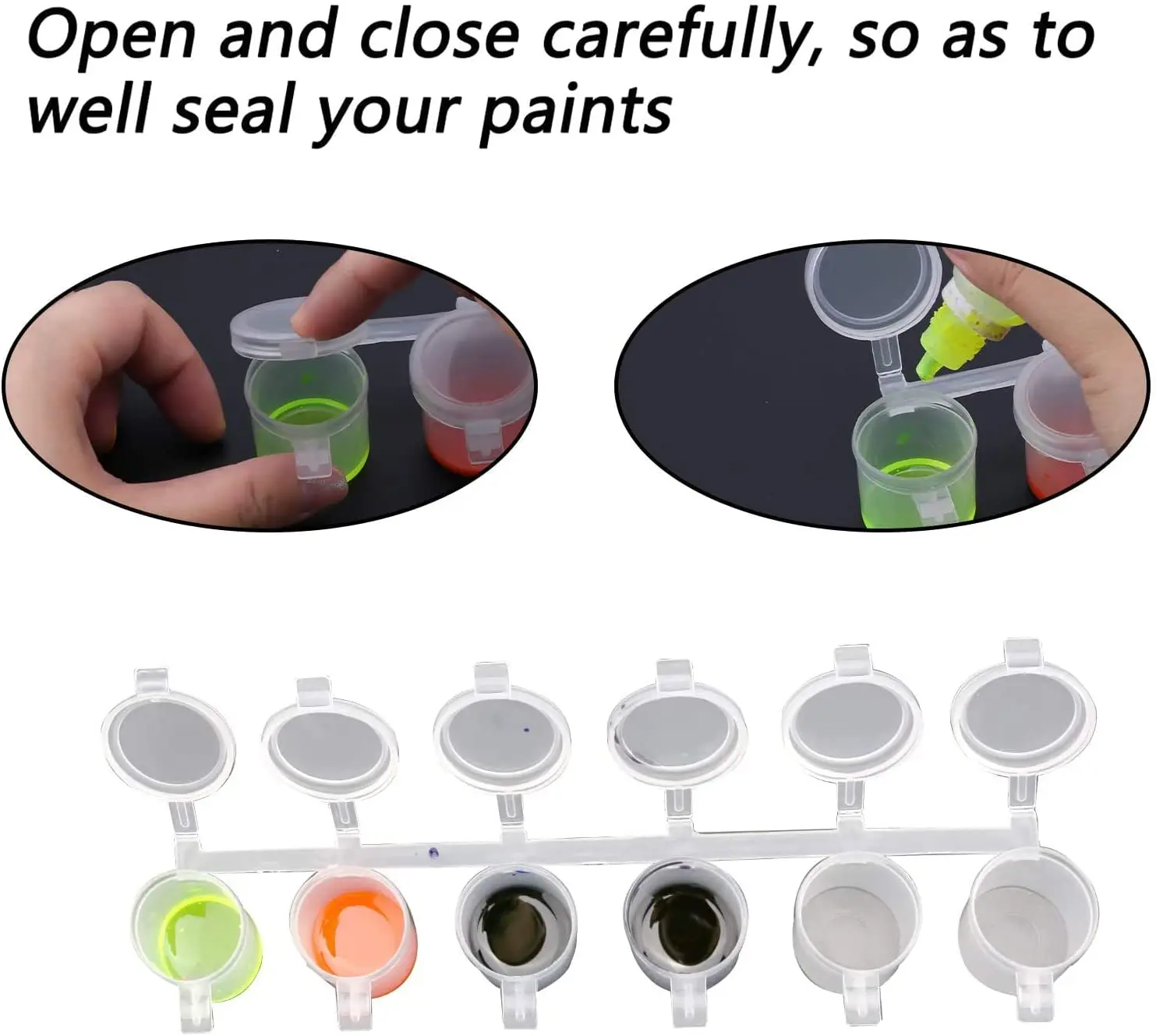 Set de 6 Pots Acryliques Vides 3ml avec Couvercles – Rangement Peinture