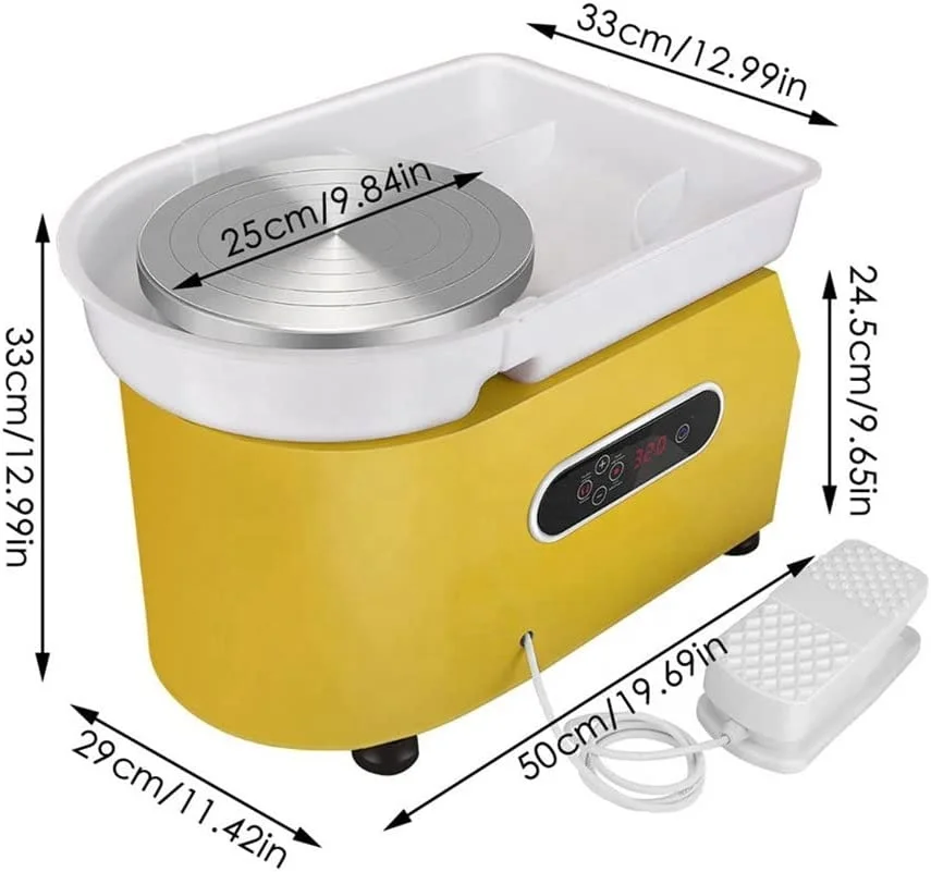 Tour de Poterie Électrique XinyiArt 350W – Plateau 25cm, Écran LCD, Kit DIY Complet