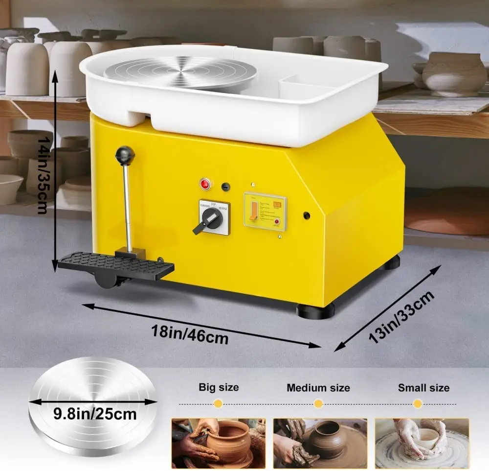 Tour de poterie électrique 350W - Plateau 25cm, 0-300 tr/min, DIY argile 110/220V