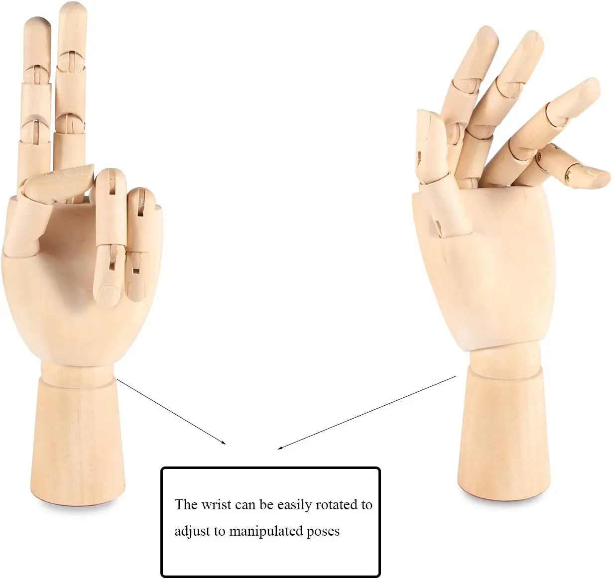 Mannequin Main Articulé en Bois XinyiArt 7 pouces – Main Droite & Gauche pour Dessin