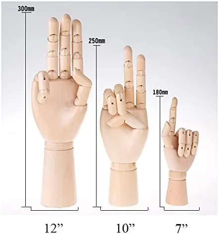Mannequin Main Articulé en Bois XinyiArt 7 pouces – Main Droite & Gauche pour Dessin