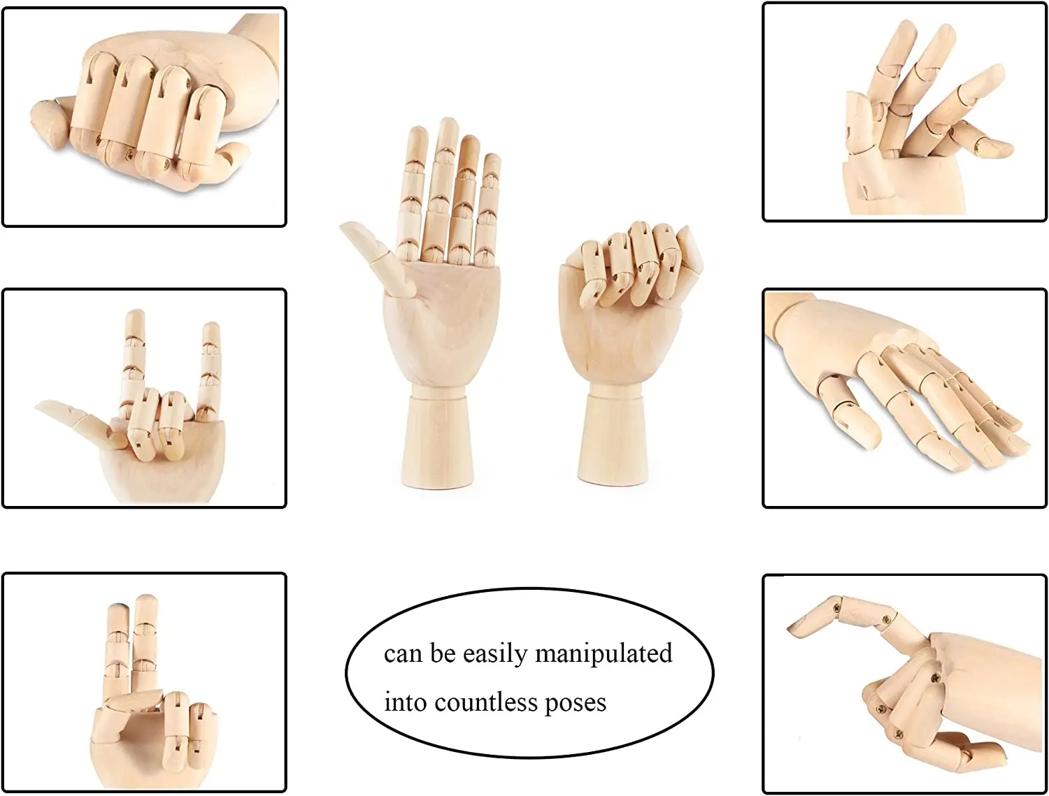 Mannequin Main Articulé en Bois XinyiArt 7 pouces – Main Droite & Gauche pour Dessin