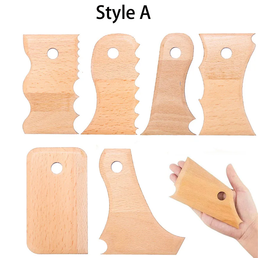 Set 7 Outils à Argile en Bois de Hêtre XinyiArt – Poterie & Sculpture