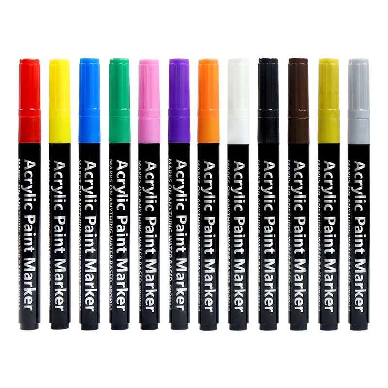 XinyiArt – Lot 12 Marqueurs Acryliques 0,7mm Toutes Surfaces | Bois, Pierre, Toile