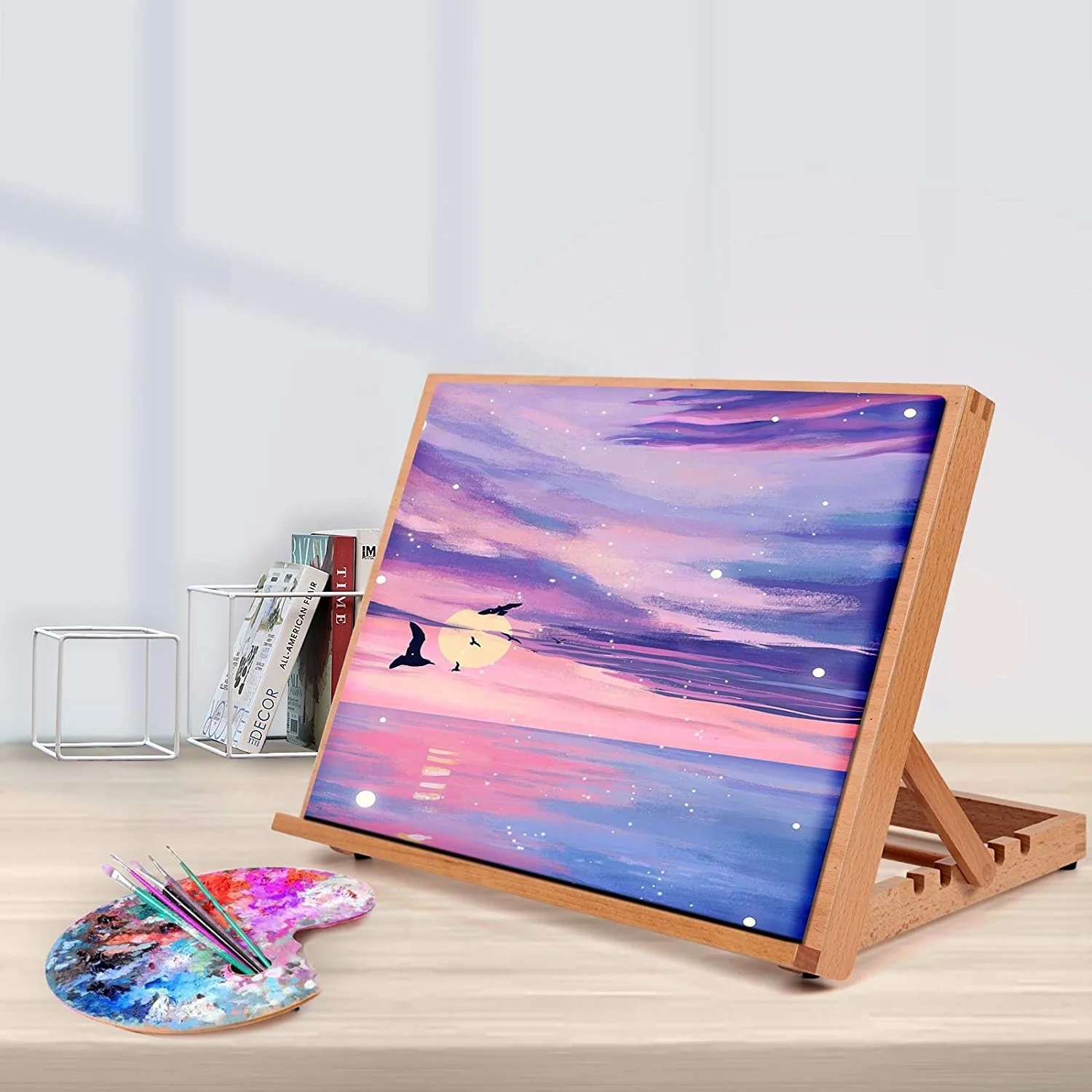Chevalet de table pliable en bois de hêtre A3 – Réglable pour peinture et dessin