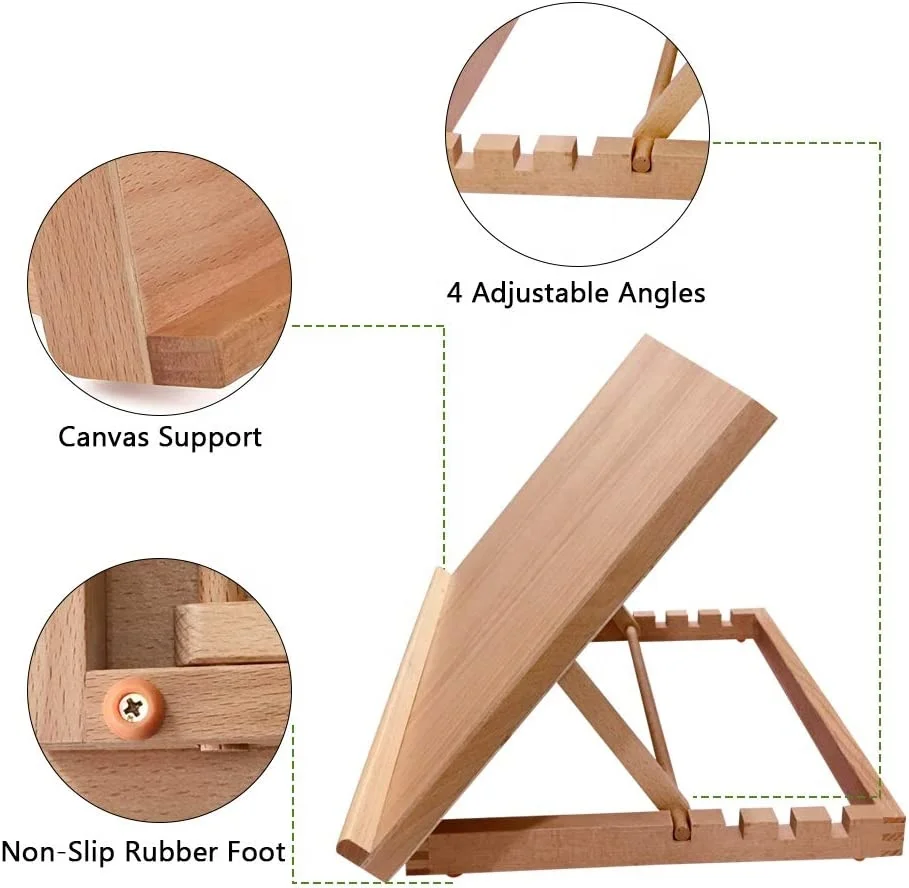 Chevalet de table pliable en bois de hêtre A3 – Réglable pour peinture et dessin
