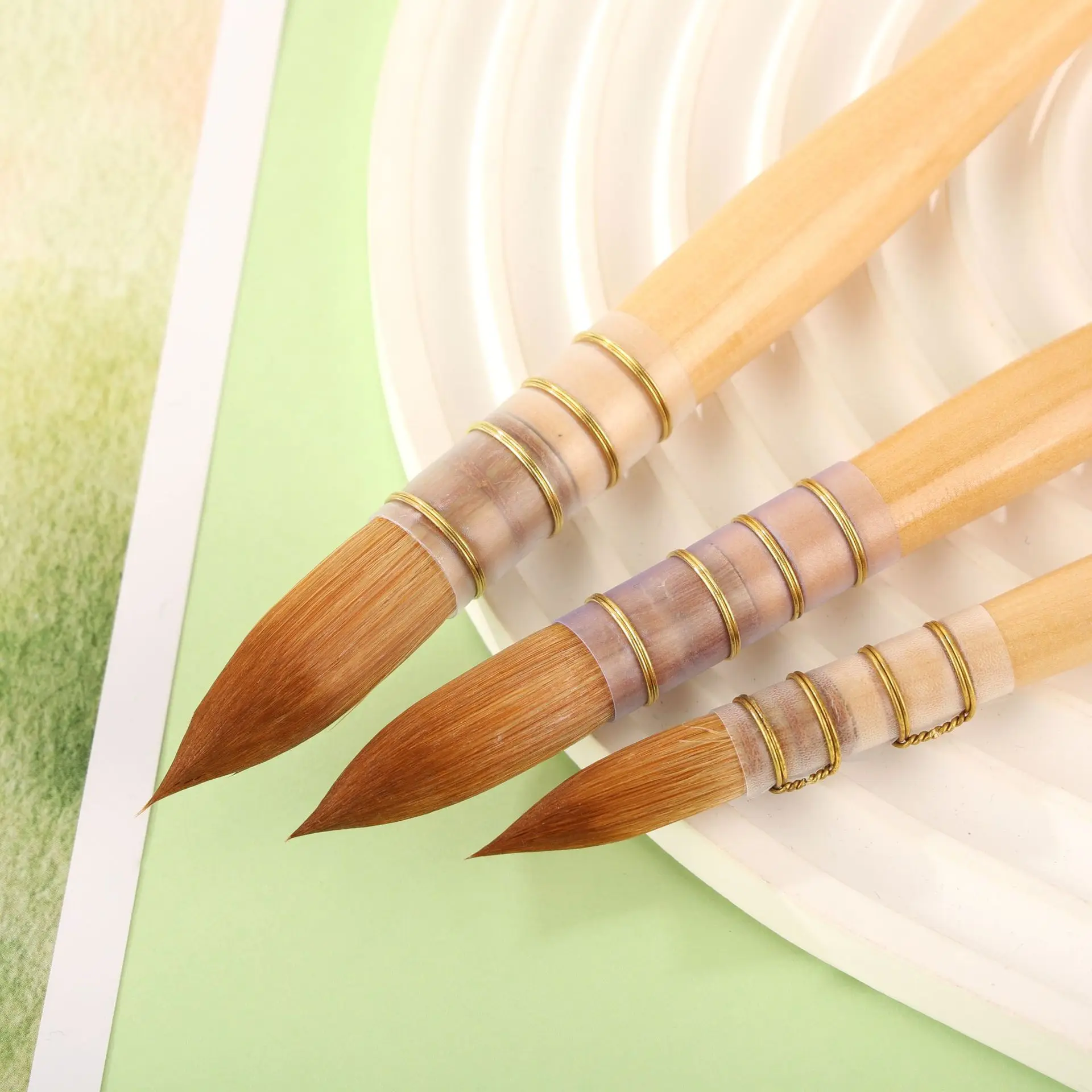 XinyiArt – Lot de 6 Pinceaux Aquarelle Synthétiques Professionnels | Manche Bois & Virole Alu