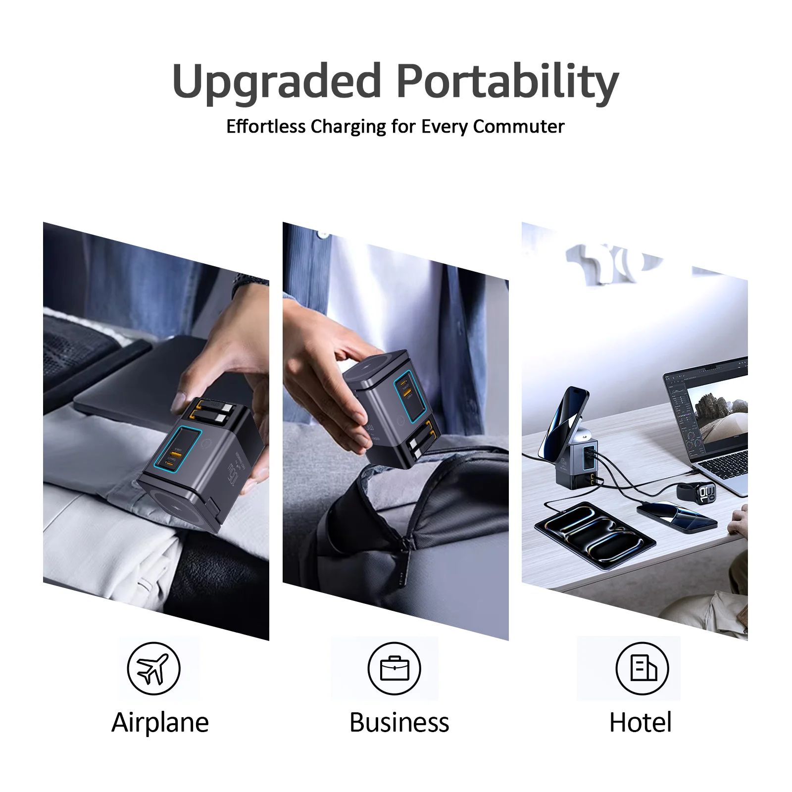 Chargeur Multifonction 105W i116 MAX – USB-C Rétractable, Sans Fil & Magnétique