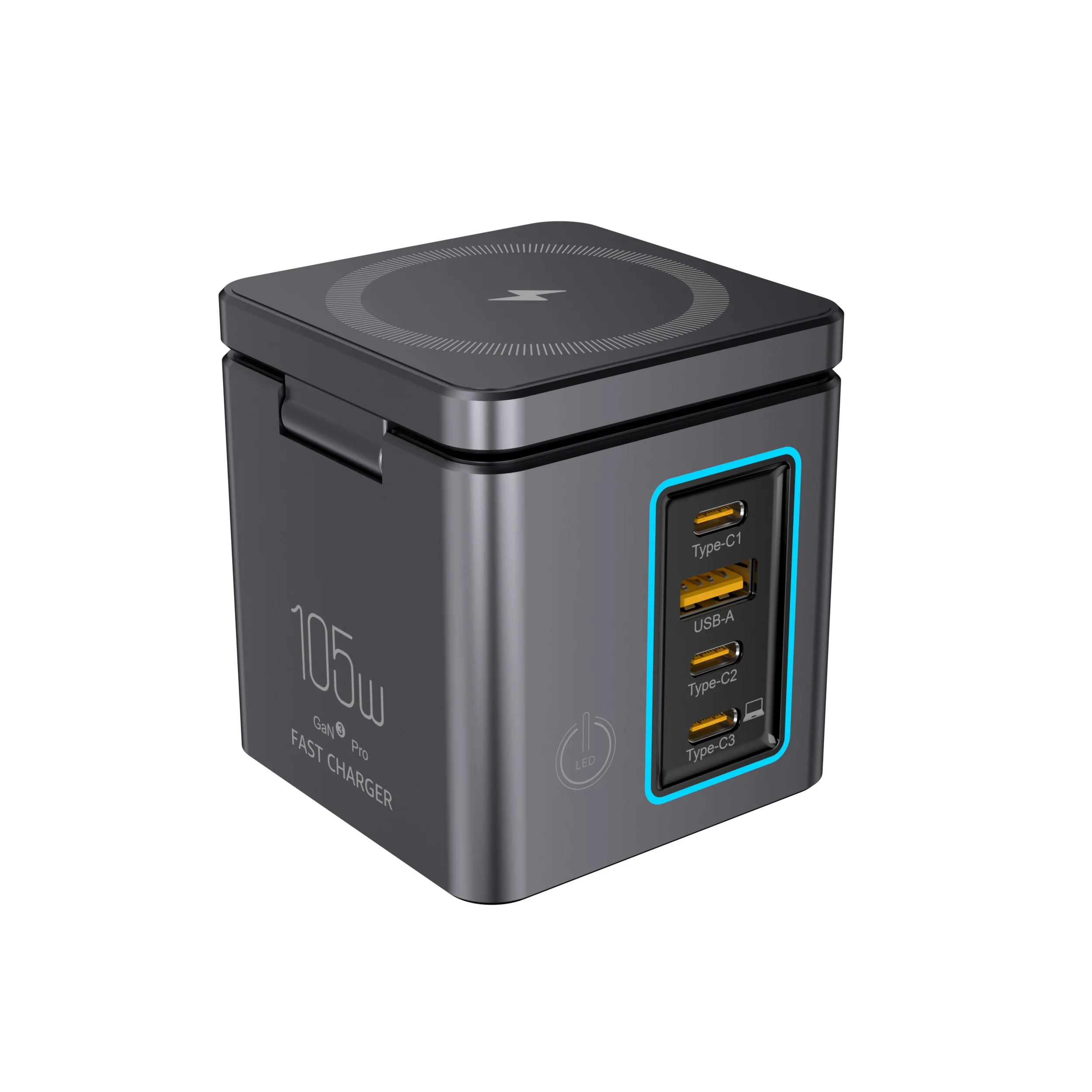 Tour de Charge Sans Fil 6-en-1 105W avec Lumière LED & Câble Rétractable i113Max