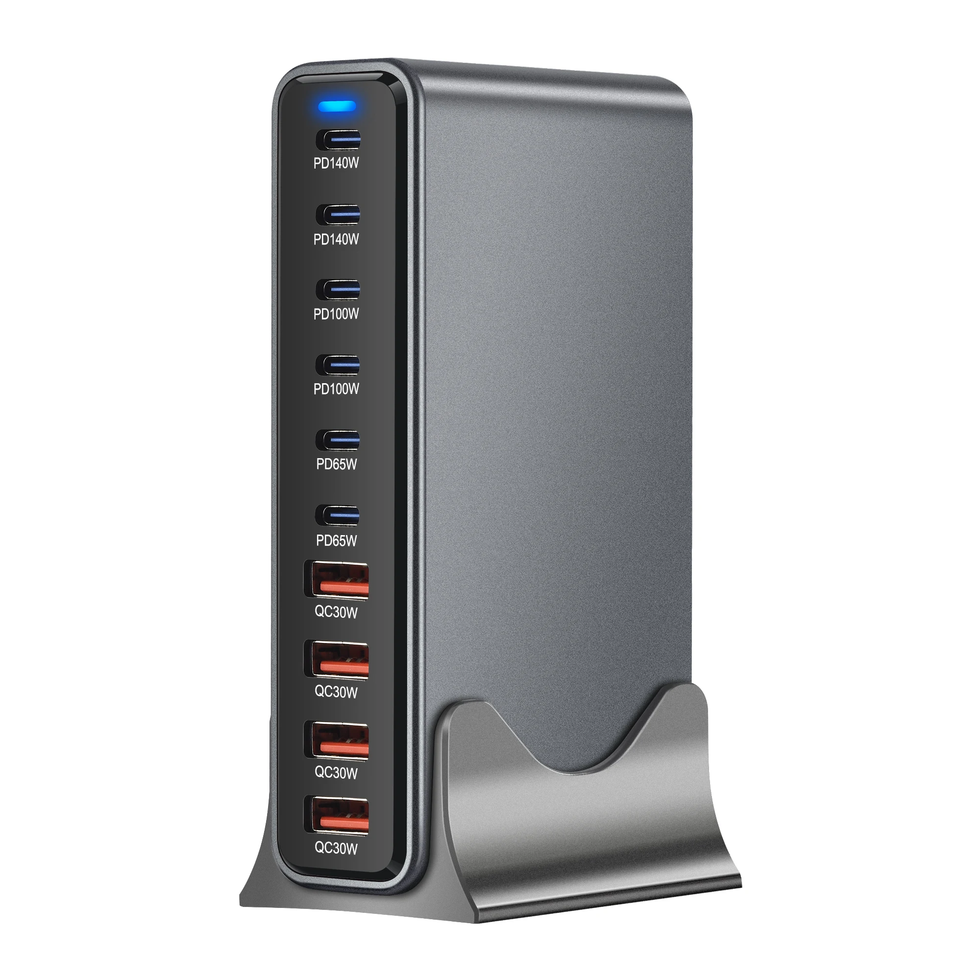 Chargeur Bureau GaN 730W 10 Ports USB-C Charge Rapide PD avec Indicateur LED